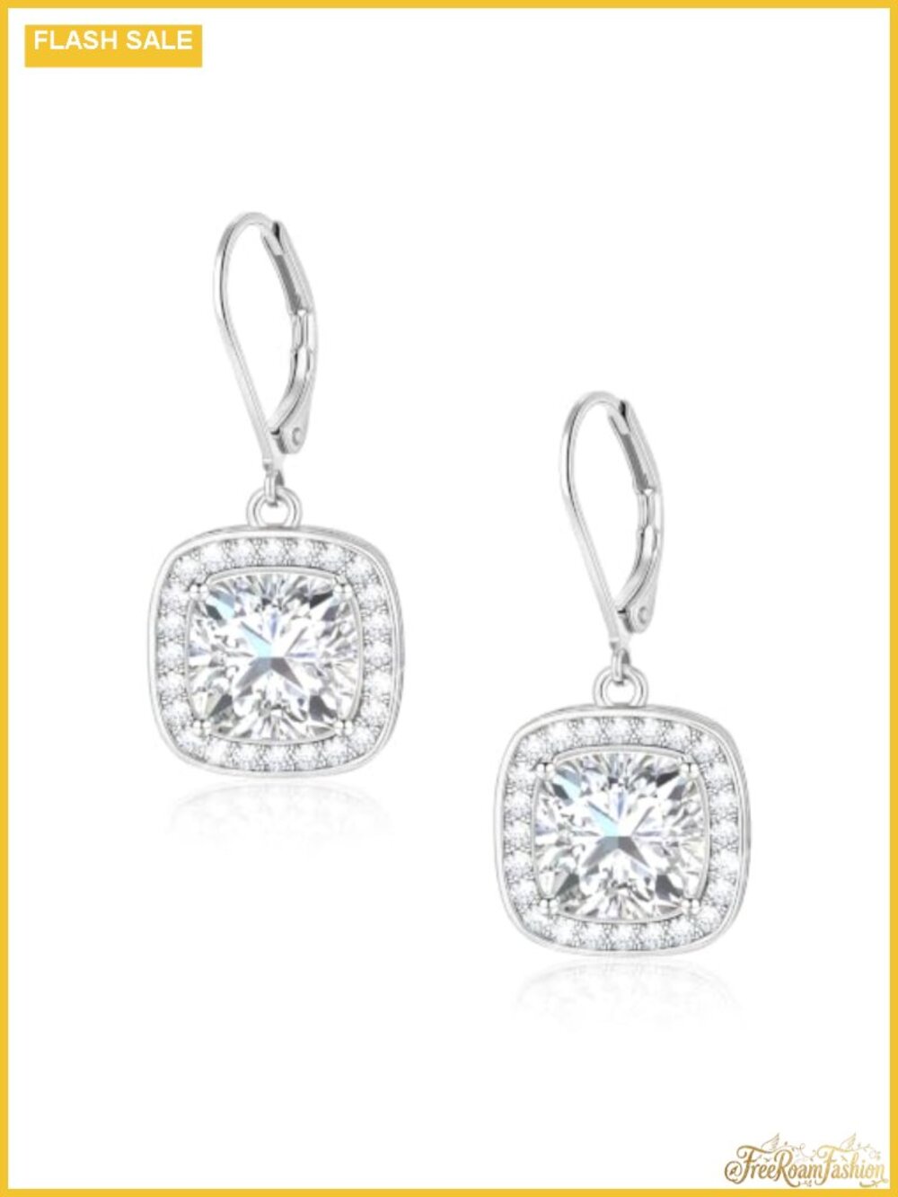 Sterling Silver Dangle Opal Earrings for Women Sparkly Square Drop